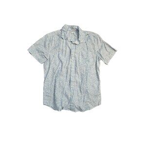 Sonoma Men's Blue and White Floral Short Sleeve Button Up - Size Medium